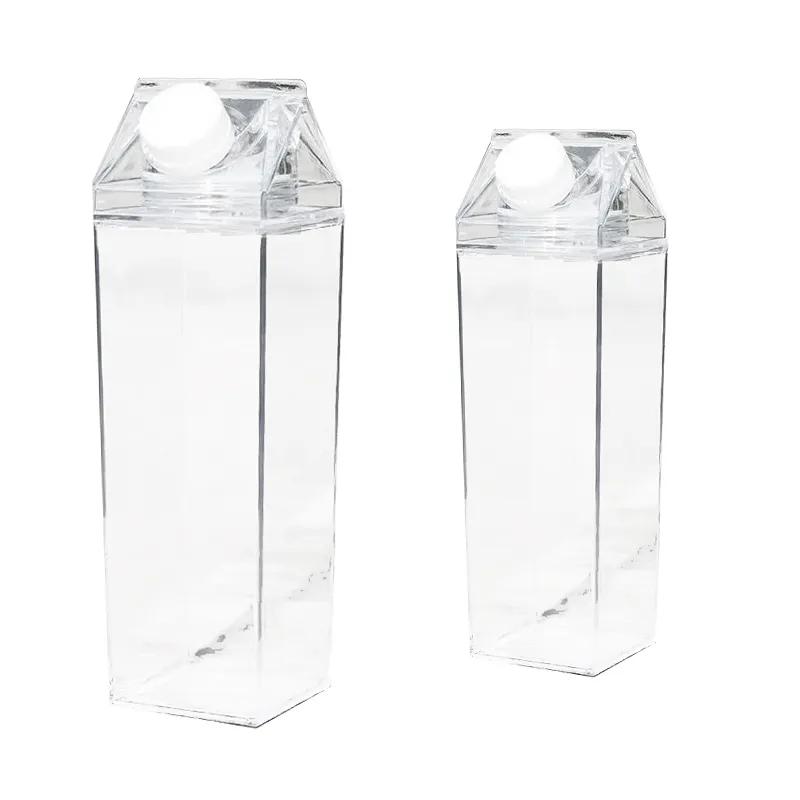 휴대용 우유 마시는 주스, 야외 용량 물 투명 물 주전자, 플라스틱 대형 병, 500 ml, 1000ml